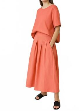 NEW SUSANNE BOMMER pleated maxi skirt in coral